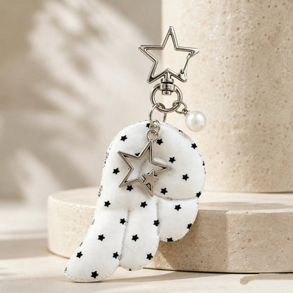 1pc/Multiple Women's Double-Sided Star Print Wing Fabric Pendant Star Faux Pearl Charm Keychain Friend Bag Charm