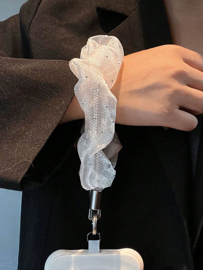 1pc Netting Fabric Dot Pattern Phone Charm, Mobile Phone Chain, Handmade Beads, Mobile Phone Hanger, Mobile Phone Hanger Cord, CDD Camera Anti-Detachment Chain, Travel Anti-Detachment Mobile Phone Cha