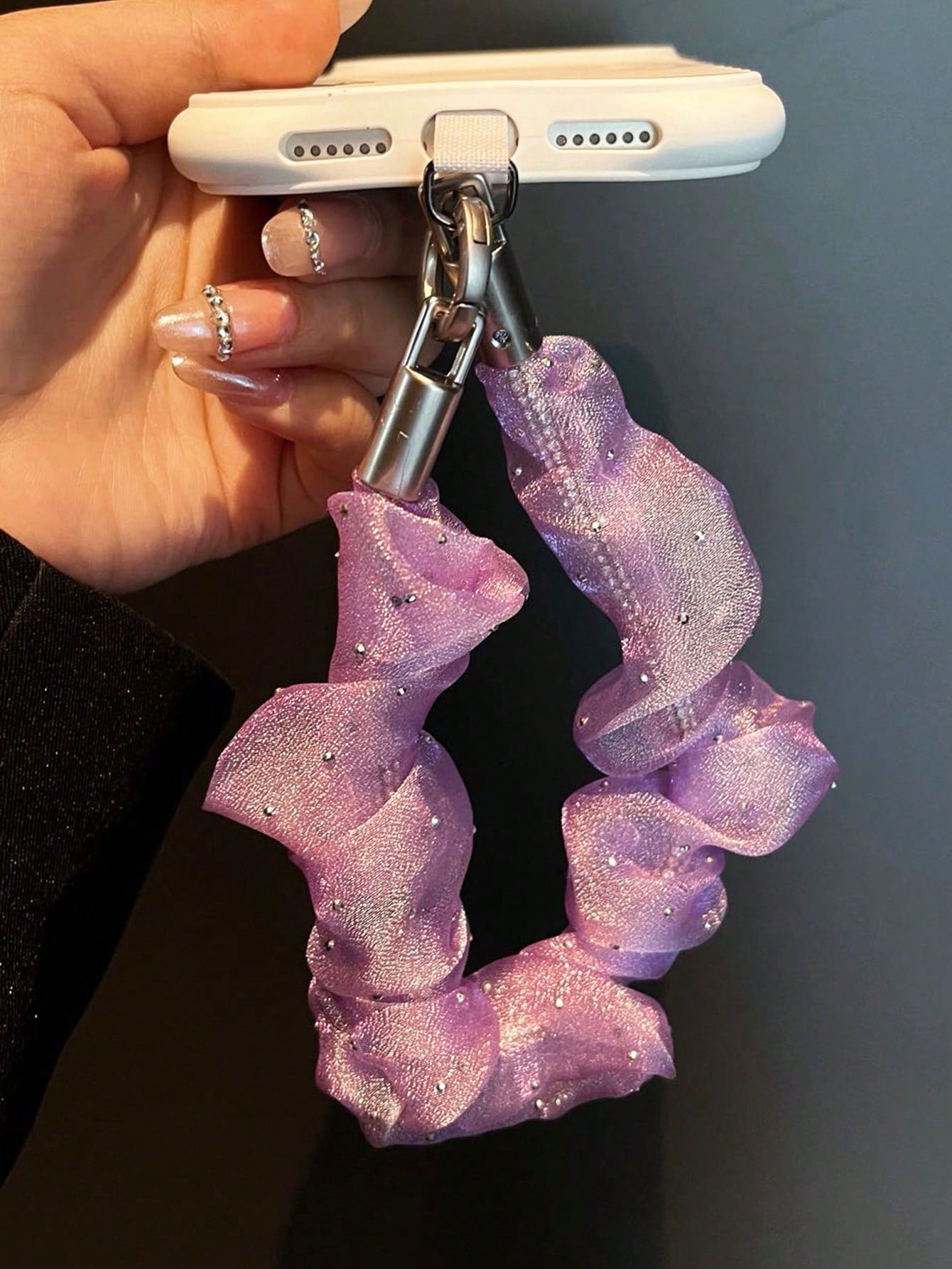 1pc Netting Fabric Dot Pattern Phone Charm, Mobile Phone Chain, Handmade Beads, Mobile Phone Hanger, Mobile Phone Hanger Cord, CDD Camera Anti-Detachment Chain, Travel Anti-Detachment Mobile Phone Cha