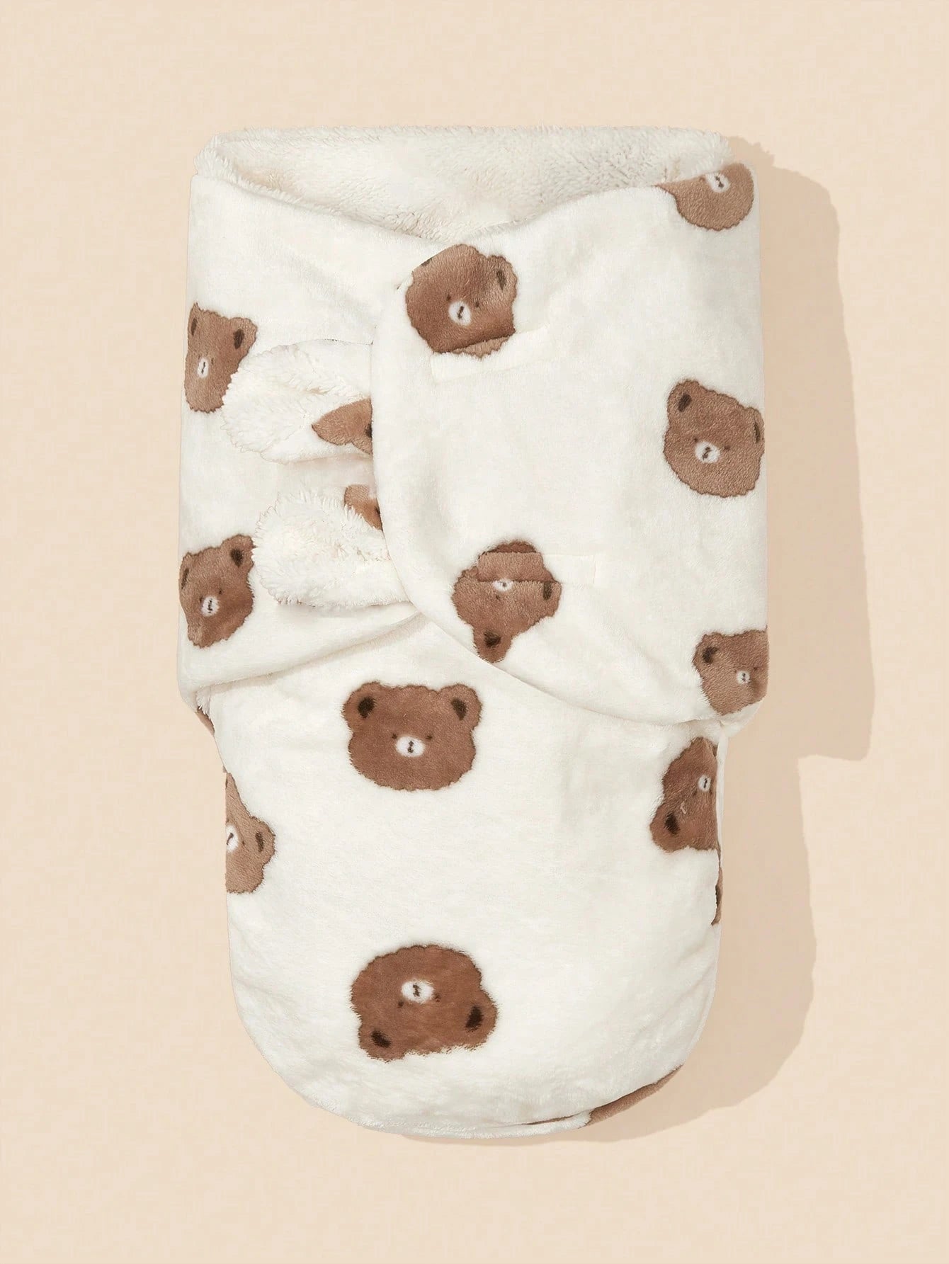 1pc Newborn Cartoon Pattern Double-Layer Plush Baby Swaddle Blanket
