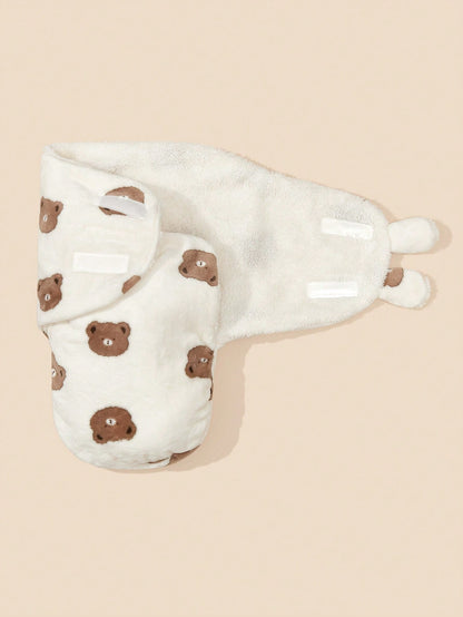 1pc Newborn Cartoon Pattern Double-Layer Plush Baby Swaddle Blanket