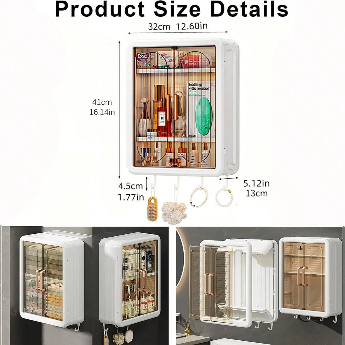 1pc No Drilling Wall Mounted Makeup Organizer, Dustproof Cosmetic Organizer, Bathroom Organizers And Storage, Skincare Organizers For Vanity, Bedroom