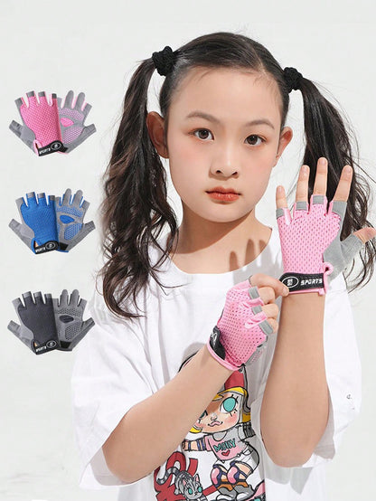 1pc Or 3pcs Adjustable Mesh Breathable Anti-Slip Wear-Resistant Fitness Gloves, Suitable For 3-12 Years Old Children Outdoor, First Day Of School