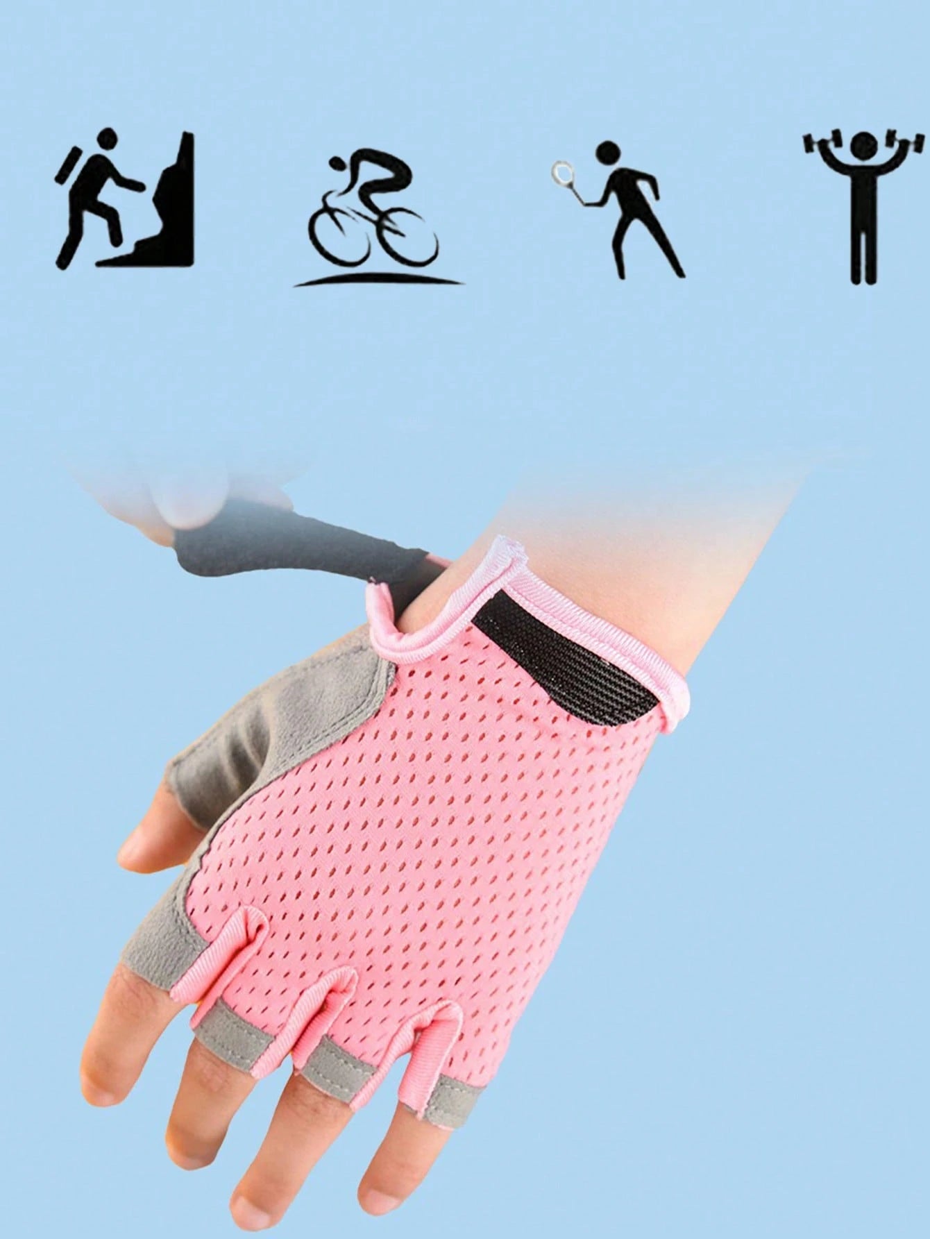 1pc Or 3pcs Adjustable Mesh Breathable Anti-Slip Wear-Resistant Fitness Gloves, Suitable For 3-12 Years Old Children Outdoor, First Day Of School
