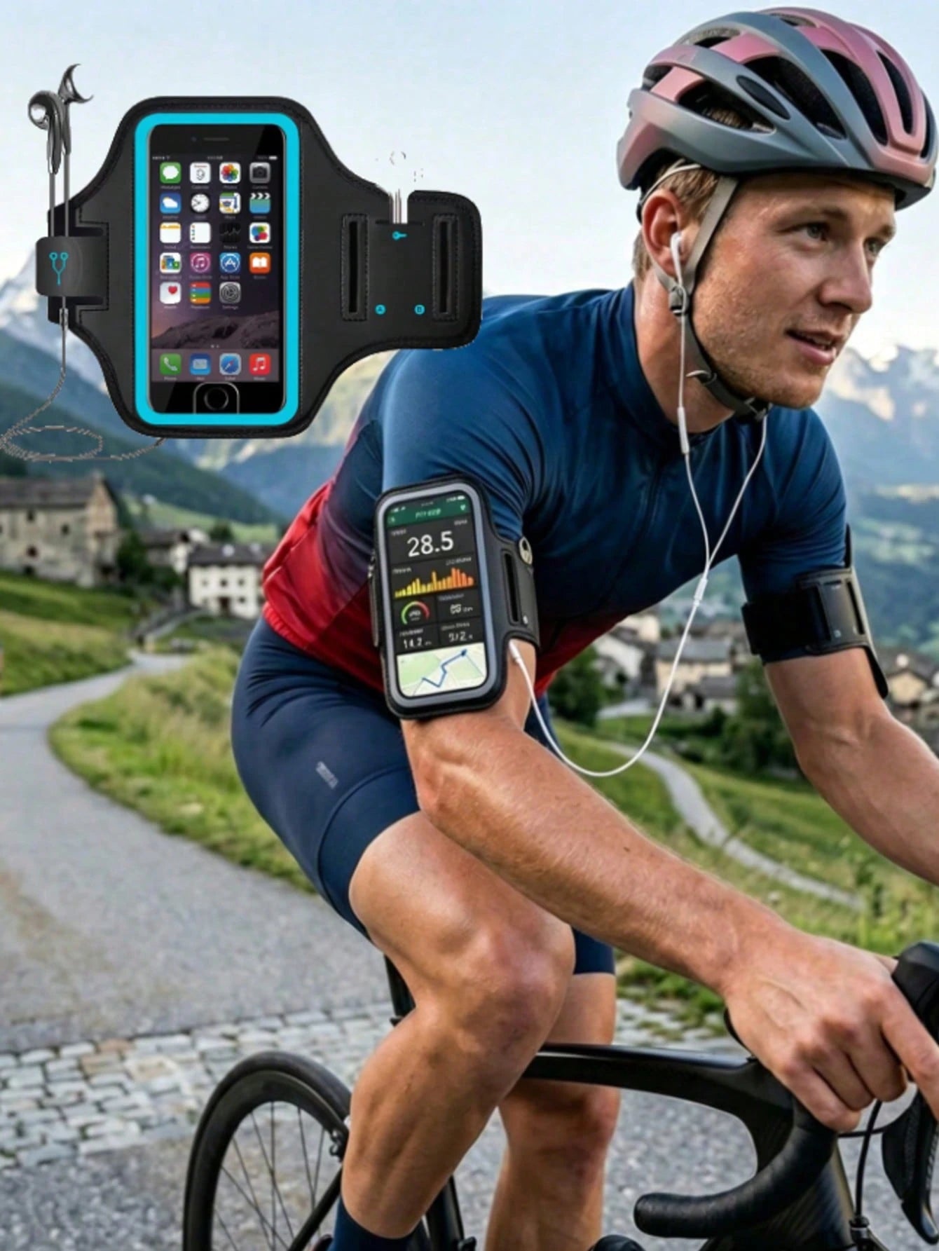 1pc Outdoor Sports Running Phone Armband, Adjustable Fitness Arm Bag Holder For 7-Inch Phone, Cycling Arm Bag