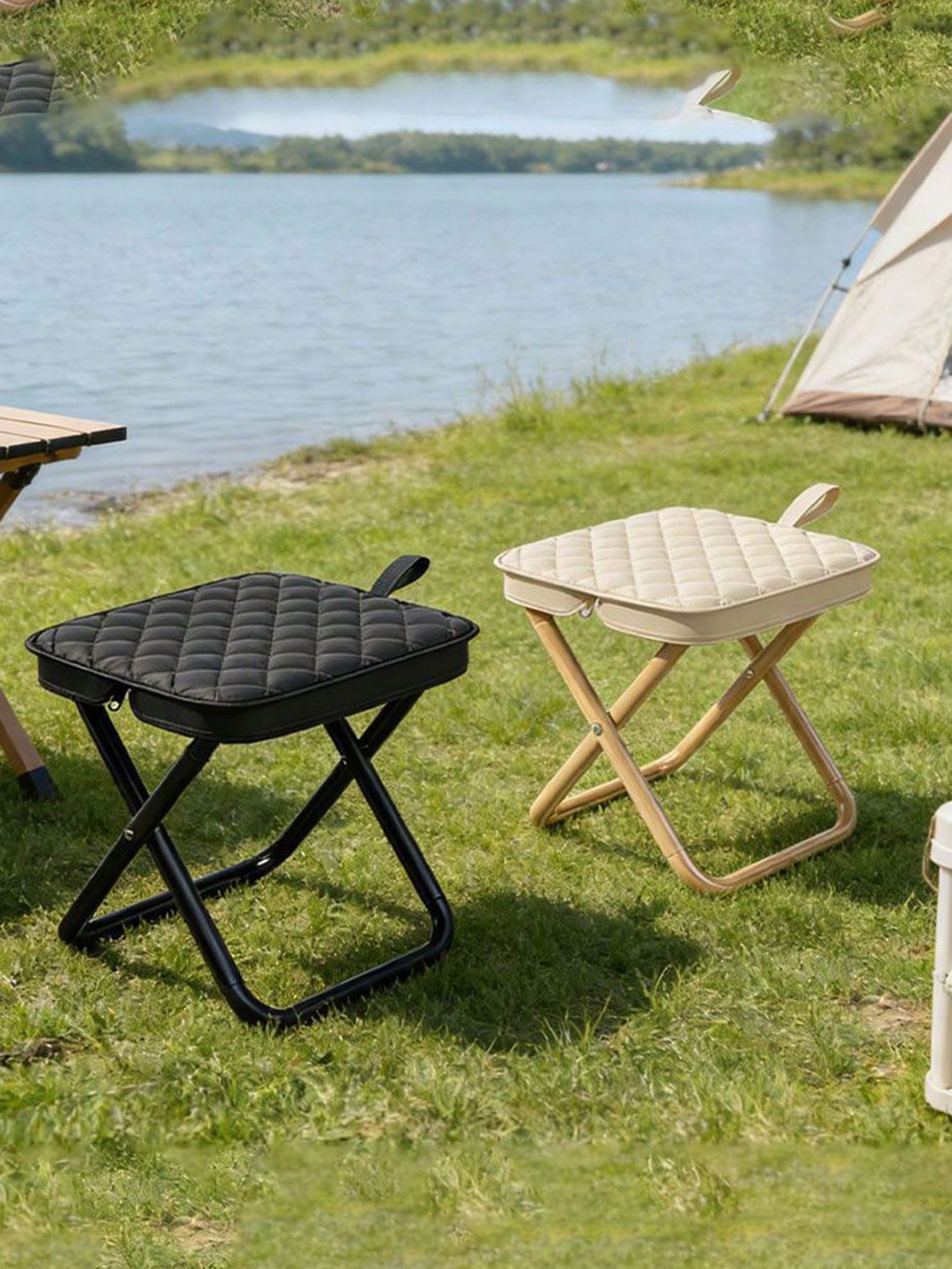 1pc Outdoor Thick Folding Stool, Portable Compact Footrest Seat, Sturdy & Stable, Suitable For Camping, Fishing, Sketching, Indoor & Outdoor Use, Comfortable Foldable Small Chair For Commuting, Picnic