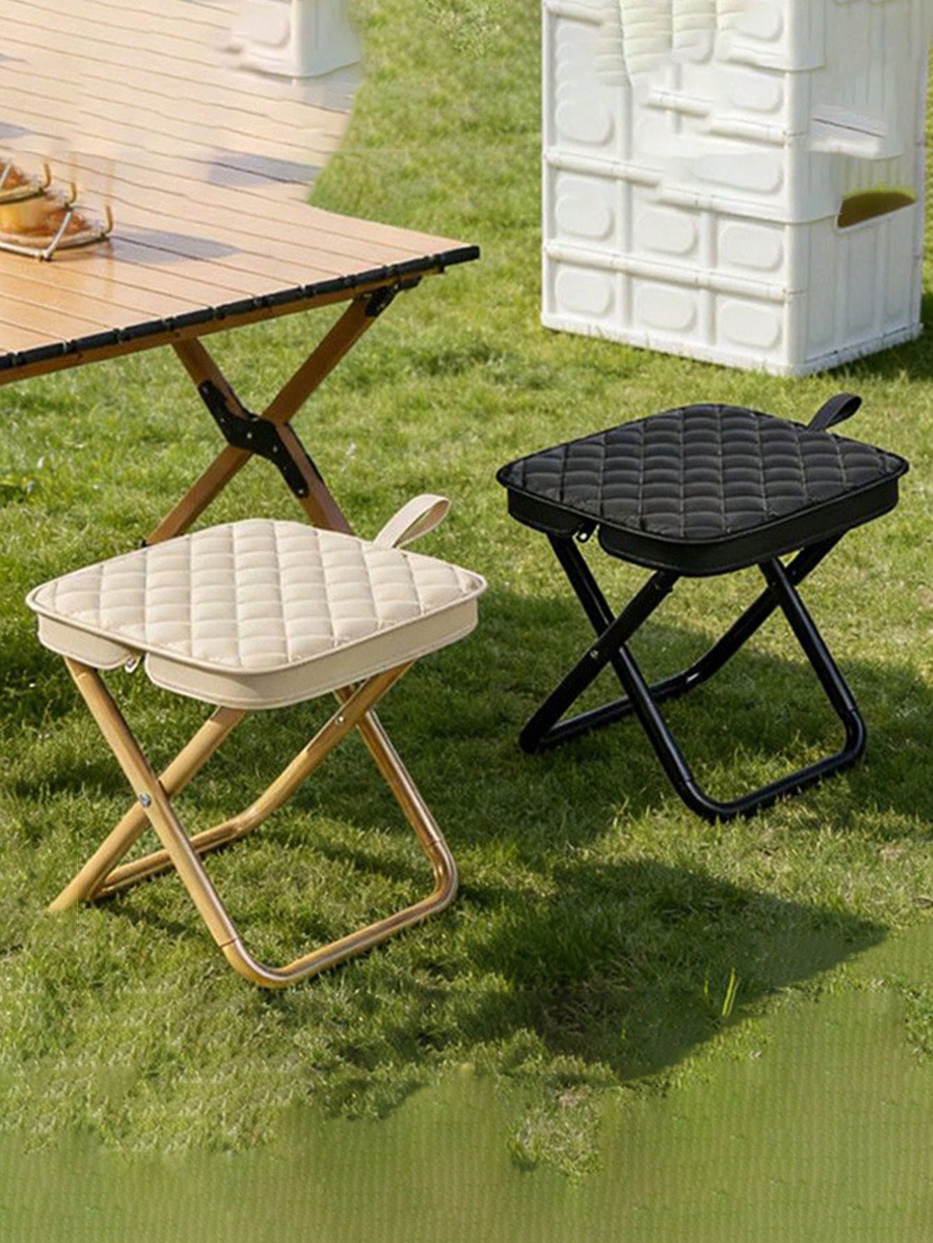 1pc Outdoor Thick Folding Stool, Portable Compact Footrest Seat, Sturdy & Stable, Suitable For Camping, Fishing, Sketching, Indoor & Outdoor Use, Comfortable Foldable Small Chair For Commuting, Picnic