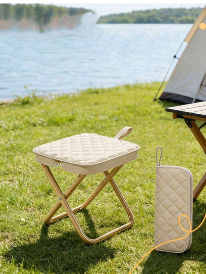 1pc Outdoor Thick Folding Stool, Portable Compact Footrest Seat, Sturdy & Stable, Suitable For Camping, Fishing, Sketching, Indoor & Outdoor Use, Comfortable Foldable Small Chair For Commuting, Picnic