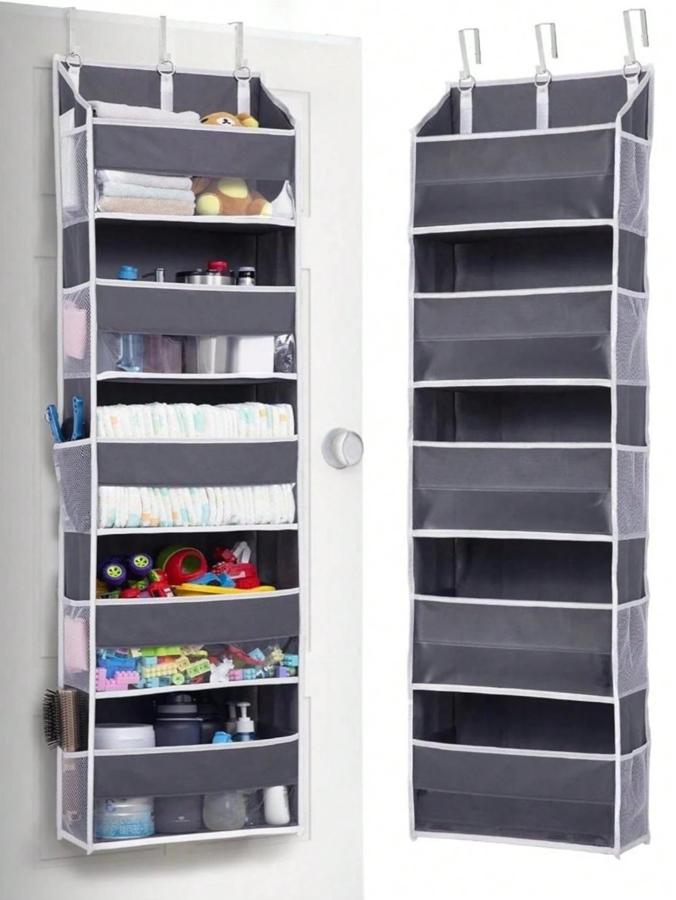 1pc Over Door Organizer With 5 Large Pockets 10 Side Pockets,44 Lbs Weight Capacity Hanging Storage Organizer For Nursery,Bathroom,Bedroom And Dorm