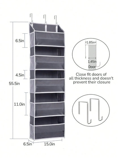 1pc Over Door Organizer With 5 Large Pockets 10 Side Pockets,44 Lbs Weight Capacity Hanging Storage Organizer For Nursery,Bathroom,Bedroom And Dorm