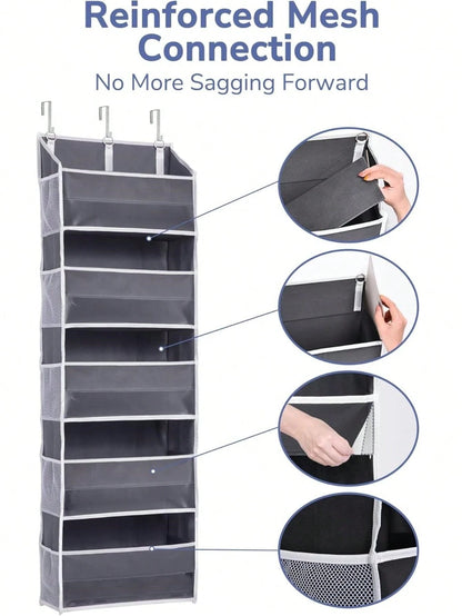 1pc Over Door Organizer With 5 Large Pockets 10 Side Pockets,44 Lbs Weight Capacity Hanging Storage Organizer For Nursery,Bathroom,Bedroom And Dorm