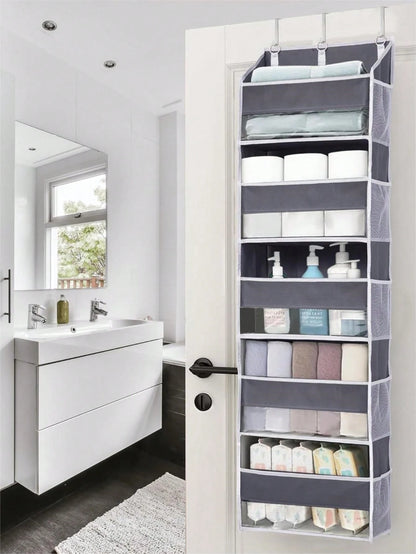 1pc Over Door Organizer With 5 Large Pockets 10 Side Pockets,44 Lbs Weight Capacity Hanging Storage Organizer For Nursery,Bathroom,Bedroom And Dorm