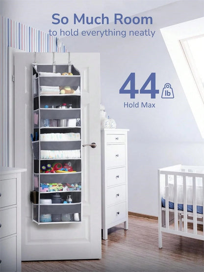 1pc Over Door Organizer With 5 Large Pockets 10 Side Pockets,44 Lbs Weight Capacity Hanging Storage Organizer For Nursery,Bathroom,Bedroom And Dorm