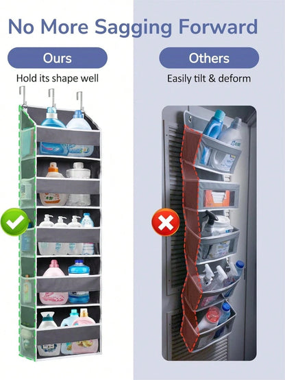 1pc Over Door Organizer With 5 Large Pockets 10 Side Pockets,44 Lbs Weight Capacity Hanging Storage Organizer For Nursery,Bathroom,Bedroom And Dorm