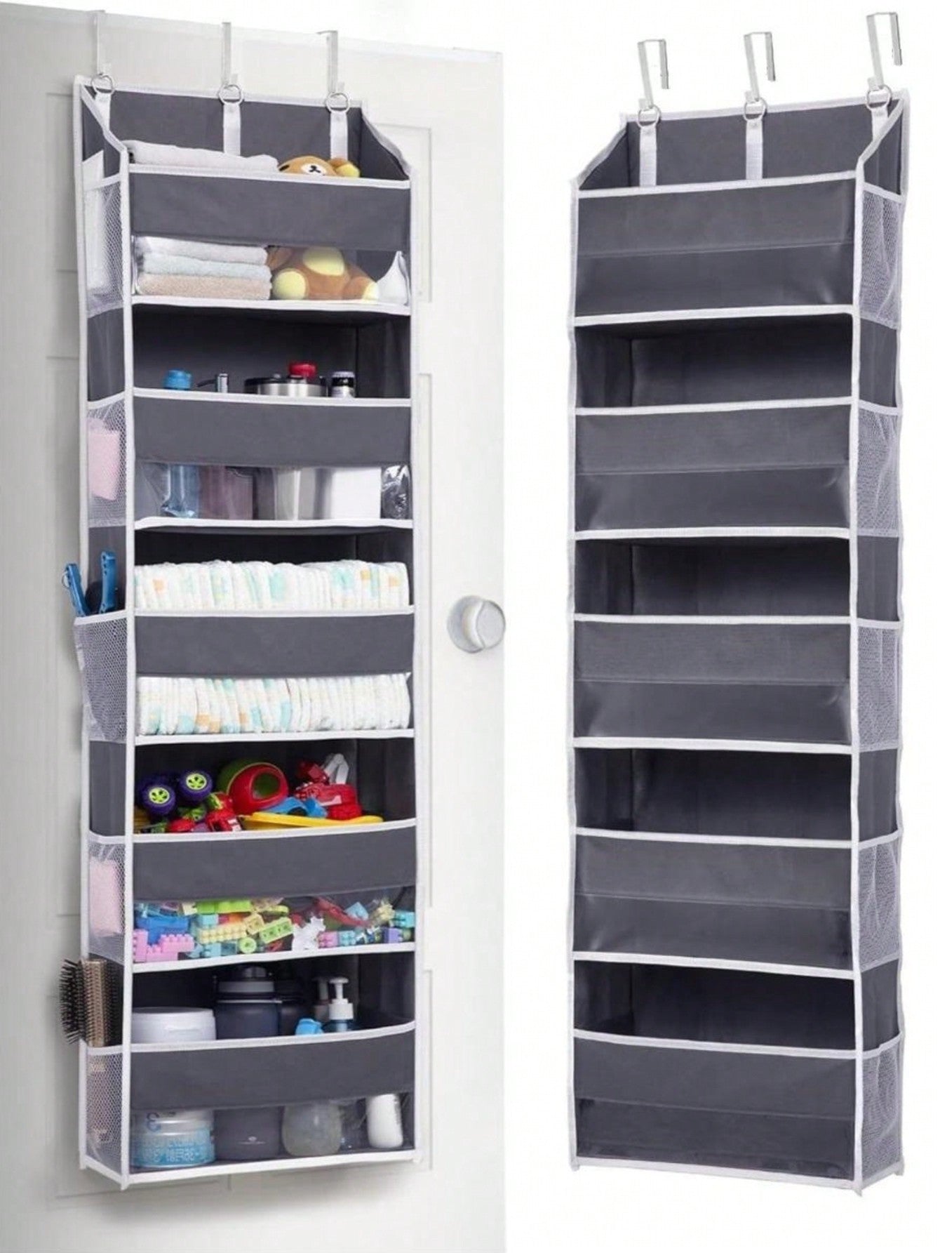 1pc Over Door Organizer With 5 Large Pockets 10 Side Pockets,44 Lbs Weight Capacity Hanging Storage Organizer For Nursery,Bathroom,Bedroom And Dorm