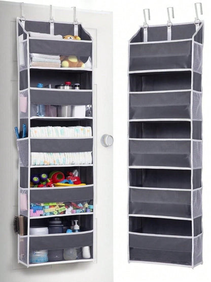 1pc Over Door Organizer With 5 Large Pockets 10 Side Pockets,44 Lbs Weight Capacity Hanging Storage Organizer For Nursery,Bathroom,Bedroom And Dorm