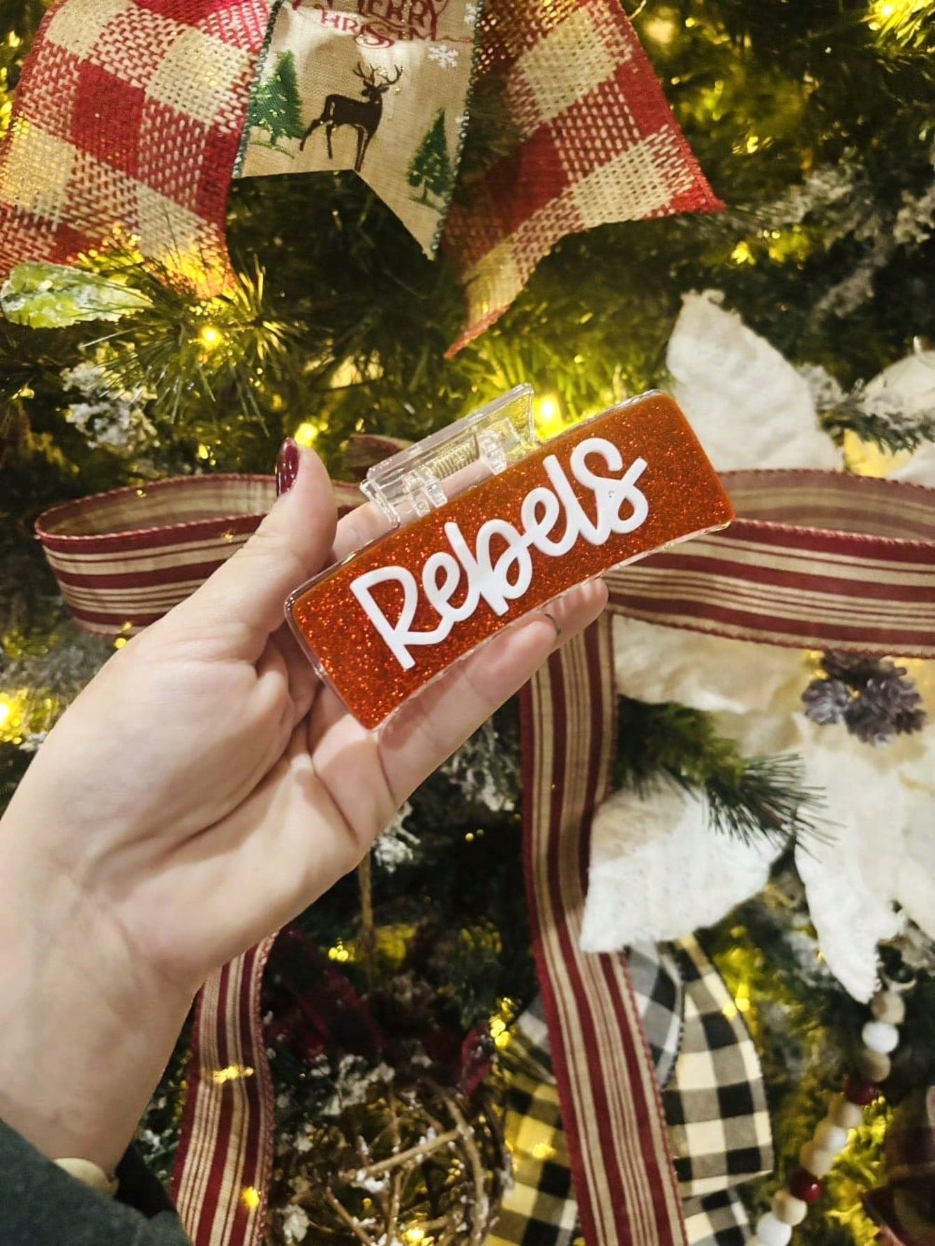 1pc Personalized Gameday Cheering Squad Team Name Rainbow Text Hair Clip, Name Hair Claw, Bridesmaid Gift, Personalized Gift