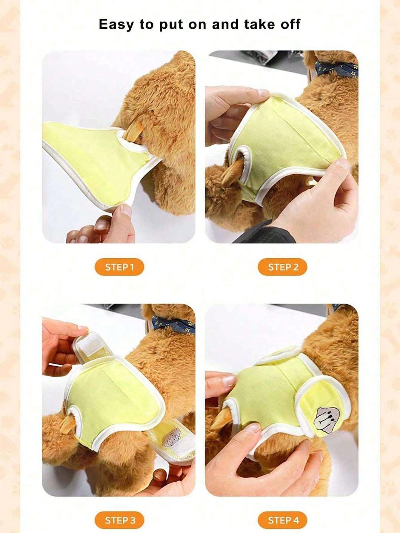1PC Pet Physiological Pants Dog Diaper Underwear Reusable Washable Female Dog Period Pants Soft Breathable Sanitary Panties Adjustable Belly Band For Small Medium Dogs Heat Season Care Comfortable Pet