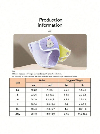 1PC Pet Physiological Pants Dog Diaper Underwear Reusable Washable Female Dog Period Pants Soft Breathable Sanitary Panties Adjustable Belly Band For Small Medium Dogs Heat Season Care Comfortable Pet
