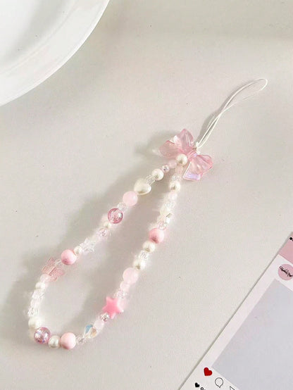 1pc Pink Ethereal Phone Lanyard With Pink Bow, Cute Fairy Style Compatible With Android And Most Smartphone,Gifts For Mother, Family, Friends, Birthday, Holiday Phone Chain