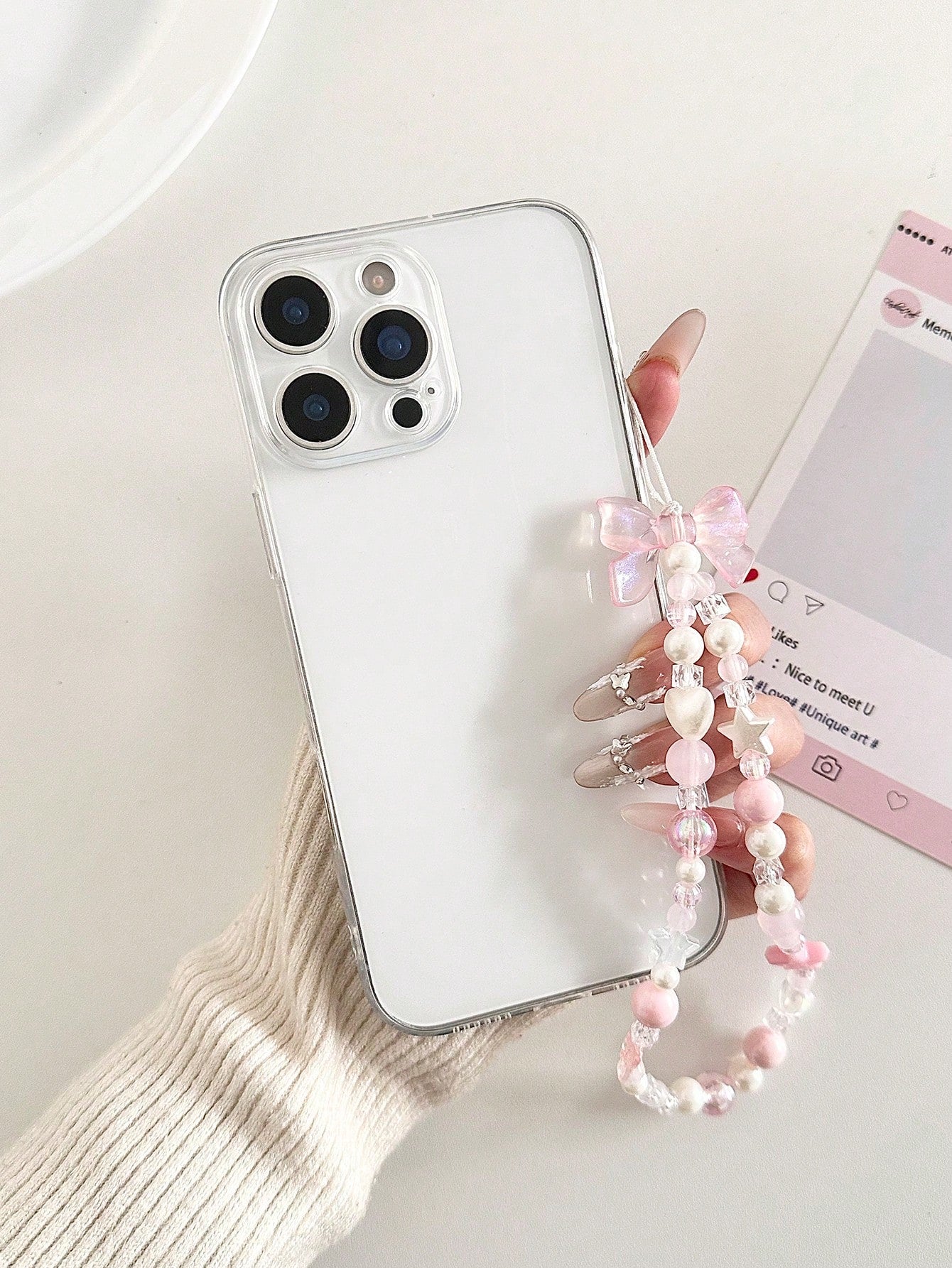1pc Pink Ethereal Phone Lanyard With Pink Bow, Cute Fairy Style Compatible With Android And Most Smartphone,Gifts For Mother, Family, Friends, Birthday, Holiday Phone Chain