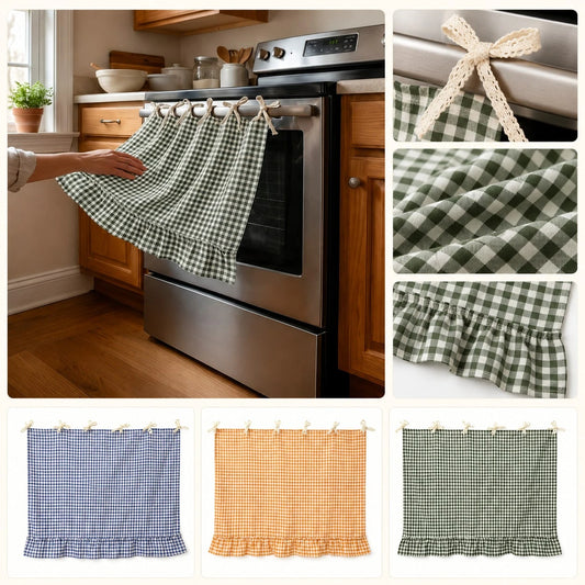 1pc Plaid Ruffle Half Curtain Oven Skirt, Country Style Kitchen Appliance Dust Cover & Apron, Suitable For Oven, Dishwasher And Washing Machine, Kitchen Decor (Size 76*54cm)