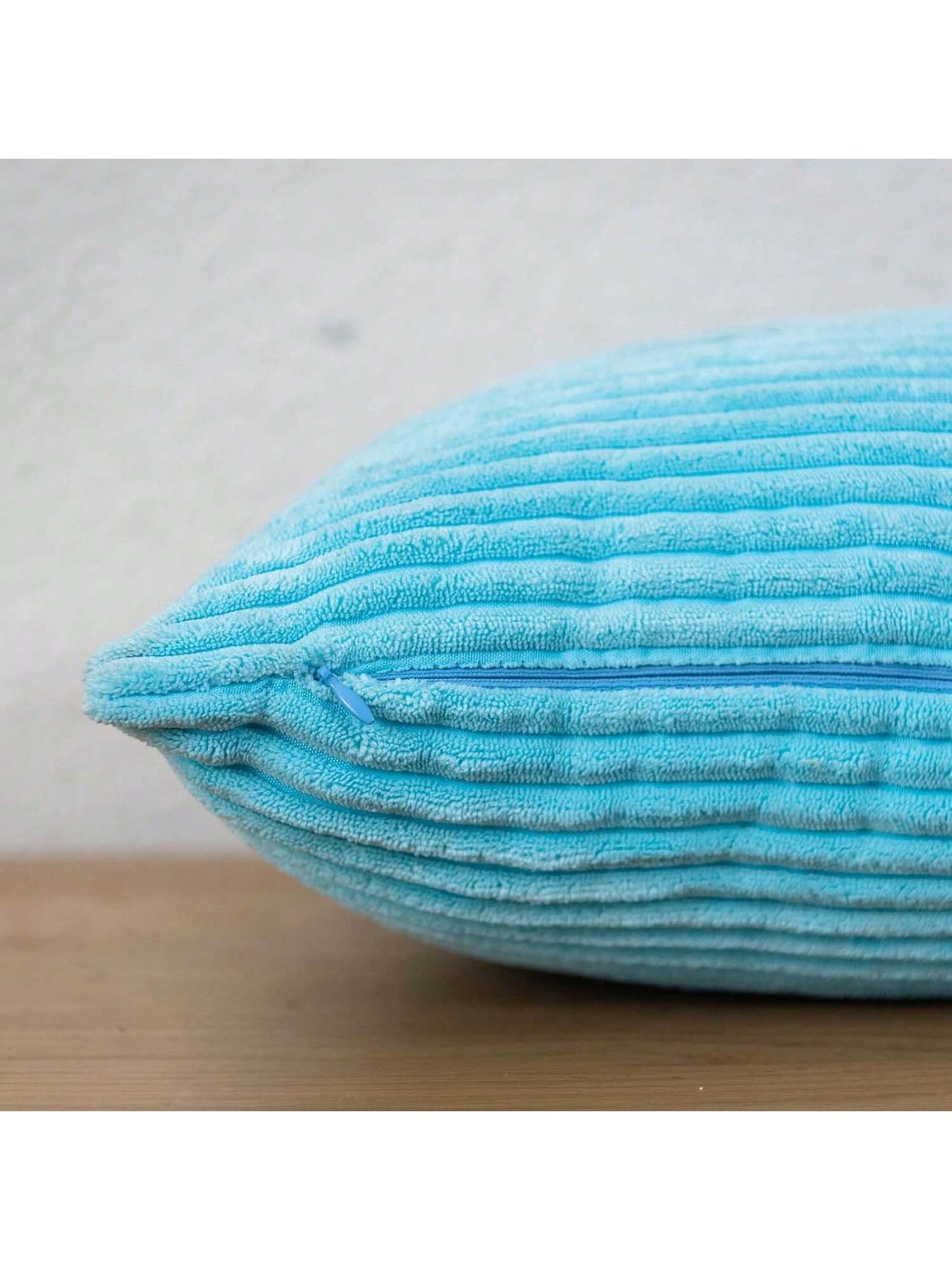 1pc Plain Cushion Cover Without Filler, Striped Corduroy Square Pillowcase For Sofa, Home Decor