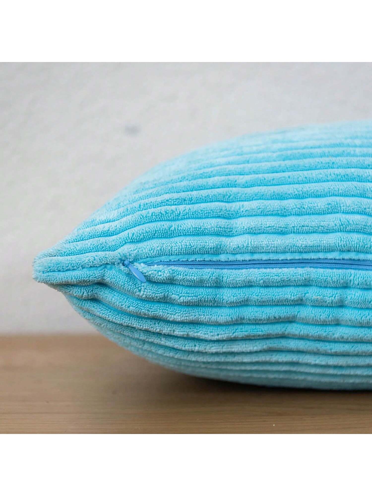1pc Plain Cushion Cover Without Filler, Striped Corduroy Square Pillowcase For Sofa, Home Decor