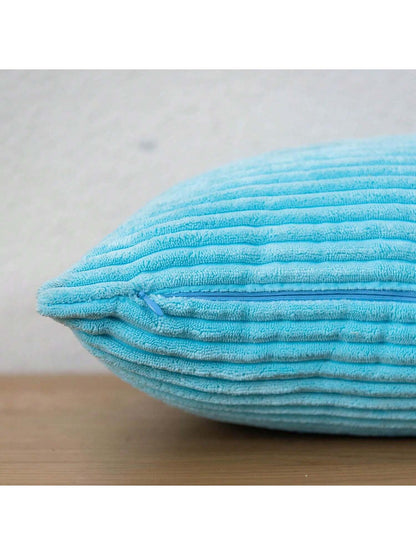 1pc Plain Cushion Cover Without Filler, Striped Corduroy Square Pillowcase For Sofa, Home Decor