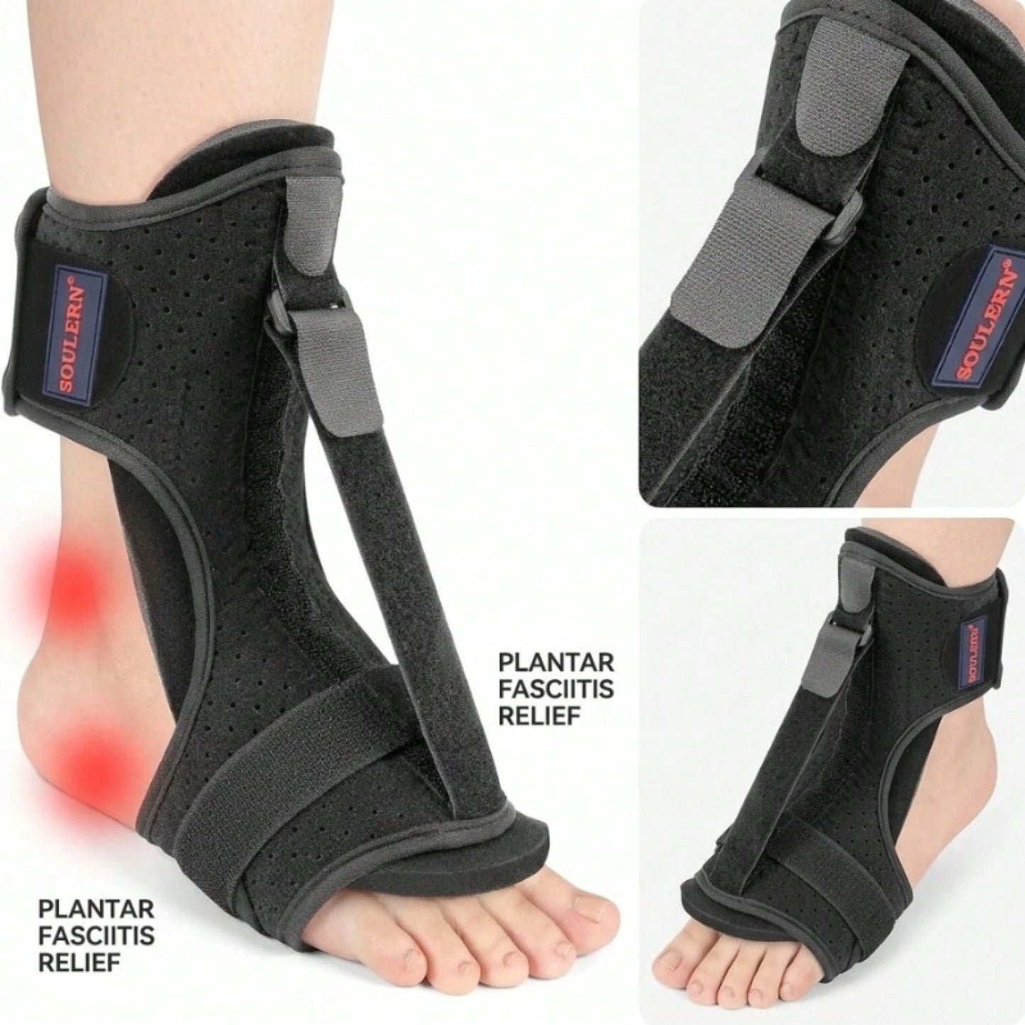1PC Plantar Fasciitis Night Splint, Adjustable Drop Foot Brace, Nighttime Dorsiflexion Support Heel Pain, Achilles Tendonitis & Ankle Discomfort Relief