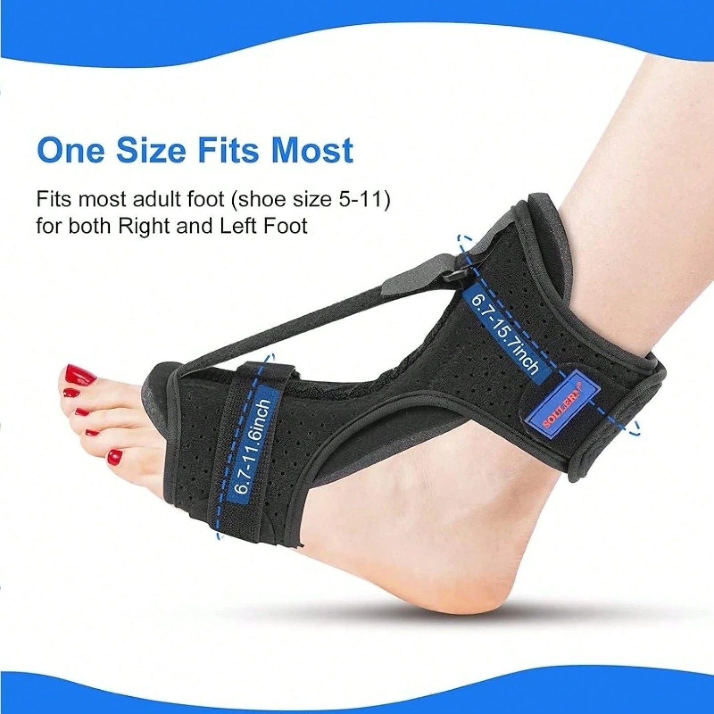 1PC Plantar Fasciitis Night Splint, Adjustable Drop Foot Brace, Nighttime Dorsiflexion Support Heel Pain, Achilles Tendonitis & Ankle Discomfort Relief