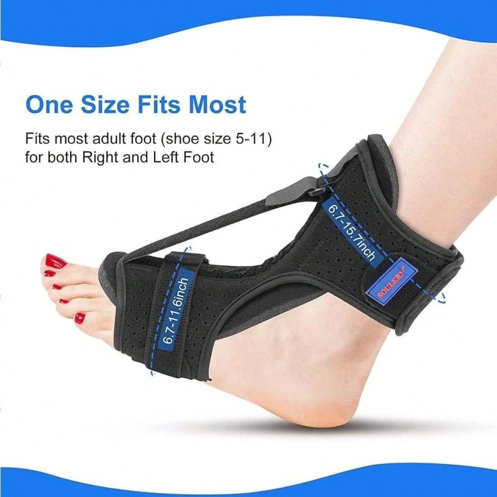 1PC Plantar Fasciitis Night Splint, Adjustable Drop Foot Brace, Nighttime Dorsiflexion Support Heel Pain, Achilles Tendonitis & Ankle Discomfort Relief