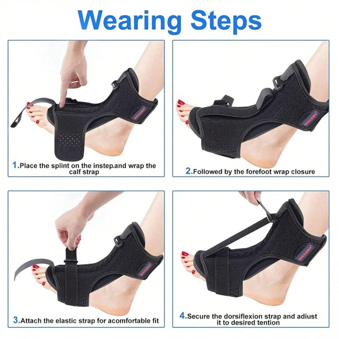 1PC Plantar Fasciitis Night Splint, Adjustable Drop Foot Brace, Nighttime Dorsiflexion Support Heel Pain, Achilles Tendonitis & Ankle Discomfort Relief
