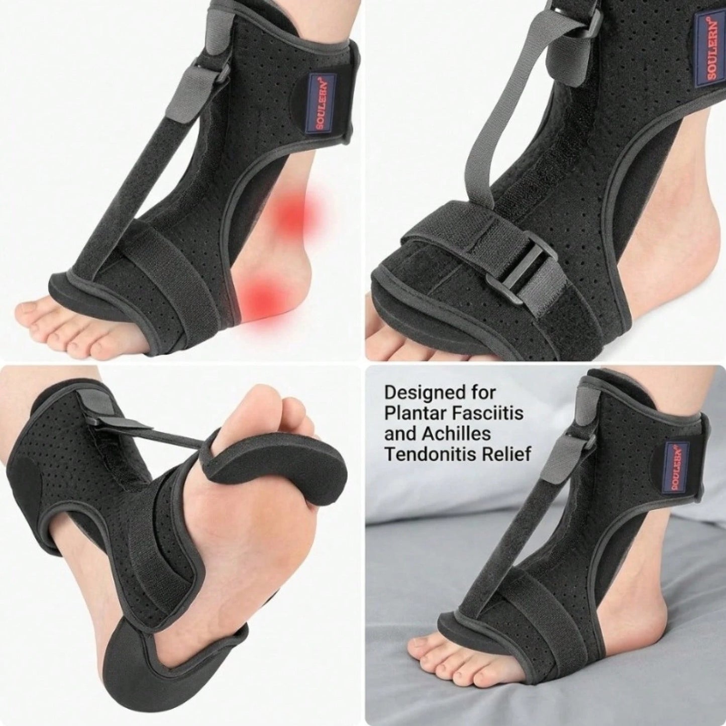 1PC Plantar Fasciitis Night Splint, Adjustable Drop Foot Brace, Nighttime Dorsiflexion Support Heel Pain, Achilles Tendonitis & Ankle Discomfort Relief