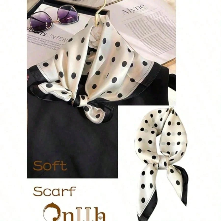 1pc Polka Dot Printed Satin Scarf, New Spring Fashion Headscarf For Women, Can Be Used As Waistband, Packaging Decor, Ribbon, Headband Or Scarf, An Ideal Choice To Enhance Overall Styling, French Girl