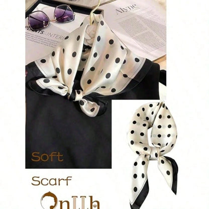 1pc Polka Dot Printed Satin Scarf, New Spring Fashion Headscarf For Women, Can Be Used As Waistband, Packaging Decor, Ribbon, Headband Or Scarf, An Ideal Choice To Enhance Overall Styling, French Girl