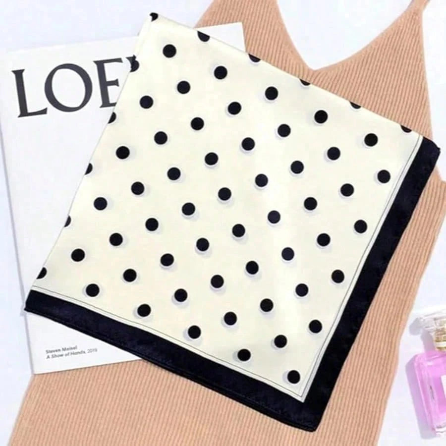 1pc Polka Dot Printed Satin Scarf, New Spring Fashion Headscarf For Women, Can Be Used As Waistband, Packaging Decor, Ribbon, Headband Or Scarf, An Ideal Choice To Enhance Overall Styling, French Girl