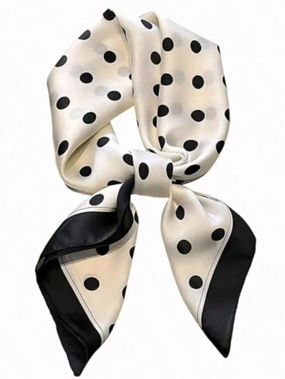 1pc Polka Dot Printed Satin Scarf, New Spring Fashion Headscarf For Women, Can Be Used As Waistband, Packaging Decor, Ribbon, Headband Or Scarf, An Ideal Choice To Enhance Overall Styling, French Girl