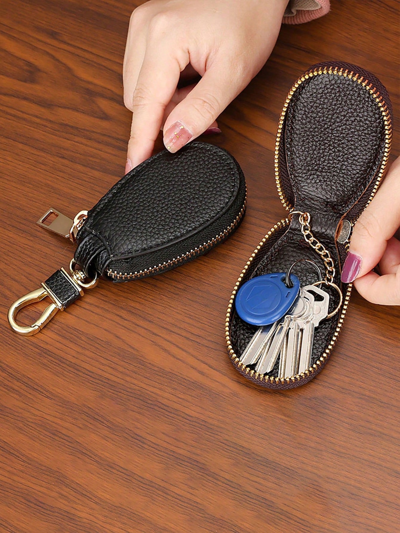 1pc Portable Elliptical Keybag Keychains, Large Capacity Multi Functional General Motors Key Waist Buckle Bag For Men And Women, Universal Keybag Key Chain, Car Keyring, Back To School Gift (Please No