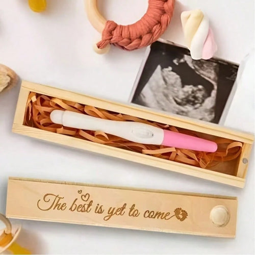 1pc Pregnancy Announcement Creative Pregnancy Test Display Box, Wooden Memory Box For Storing Jewelry, Pregnancy Announcement Gift, Baby Shower Decoration (Pregnancy Test Kit Not Included) (Includes R