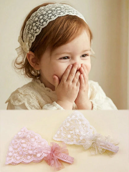 1pc Princess Lace Headband, Vintage Style Wide-Brim Baby Headband For Daily Wear And Photo Shoot