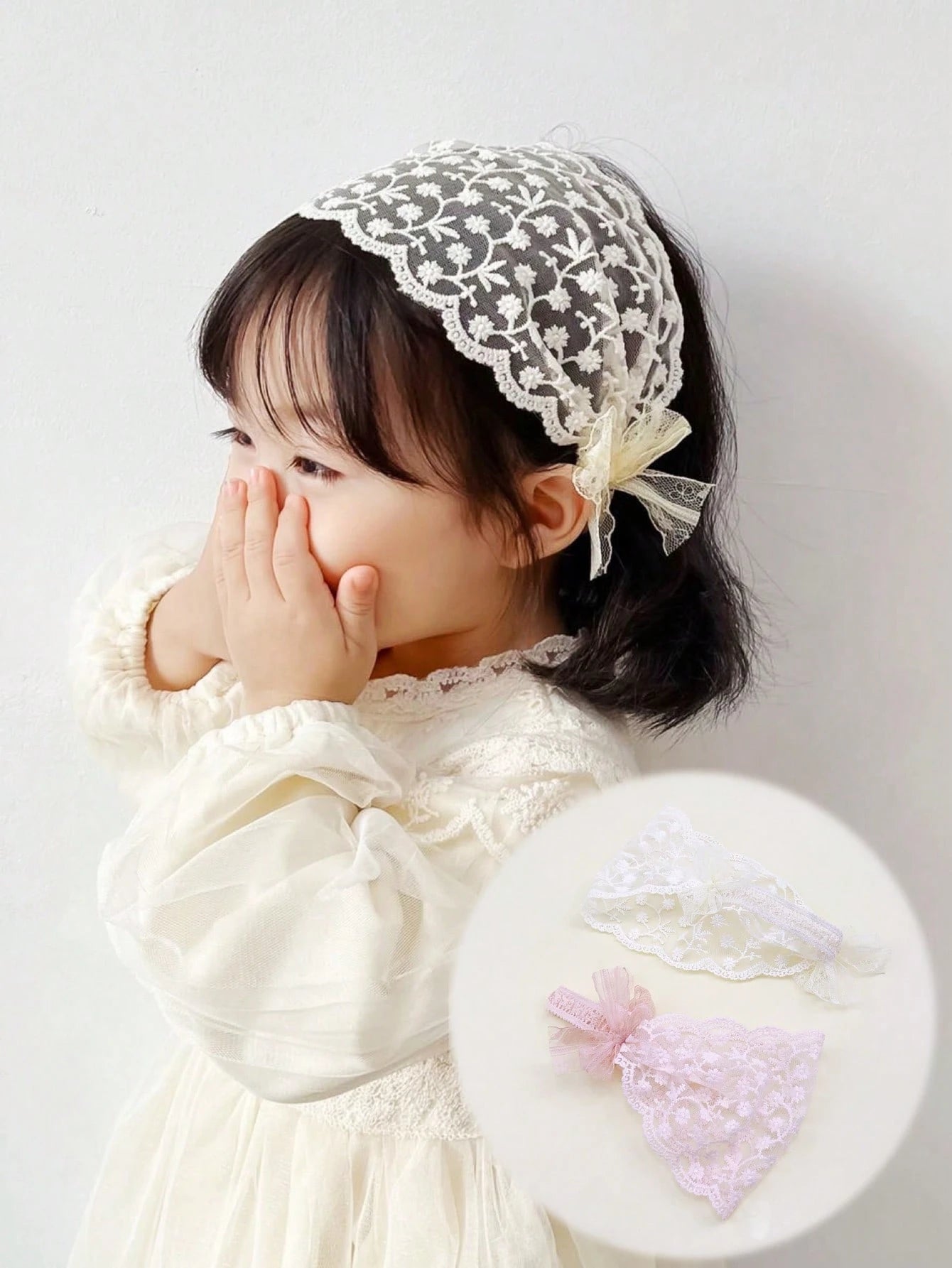 1pc Princess Lace Headband, Vintage Style Wide-Brim Baby Headband For Daily Wear And Photo Shoot