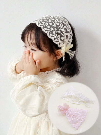 1pc Princess Lace Headband, Vintage Style Wide-Brim Baby Headband For Daily Wear And Photo Shoot