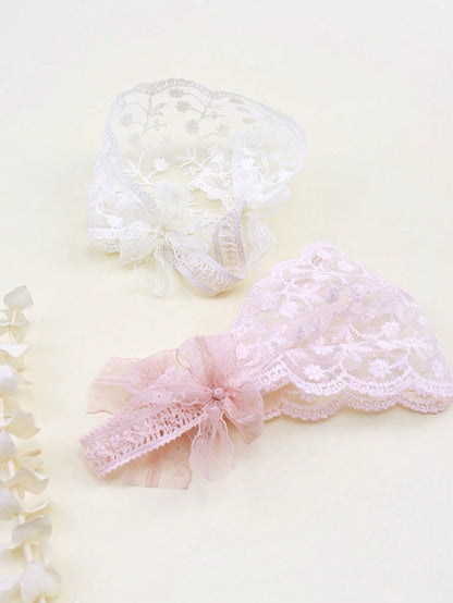 1pc Princess Lace Headband, Vintage Style Wide-Brim Baby Headband For Daily Wear And Photo Shoot