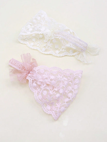 1pc Princess Lace Headband, Vintage Style Wide-Brim Baby Headband For Daily Wear And Photo Shoot