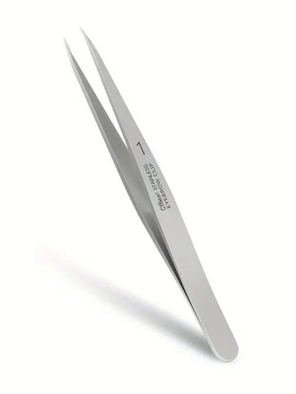 1pc Professional Stainless Steel Precision Tweezers, Suitable For Facial Hair, Splinters, Ingrown Hairs- Odorless, High Accuracy Grip