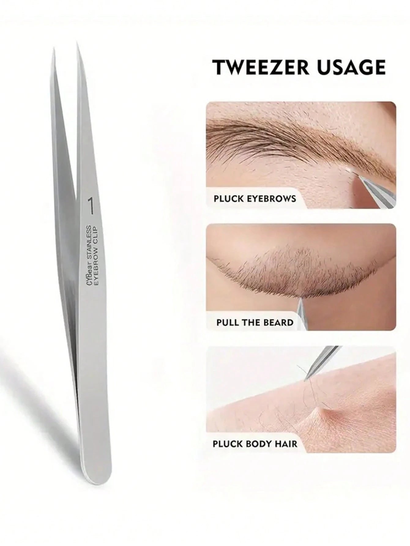 1pc Professional Stainless Steel Precision Tweezers, Suitable For Facial Hair, Splinters, Ingrown Hairs- Odorless, High Accuracy Grip
