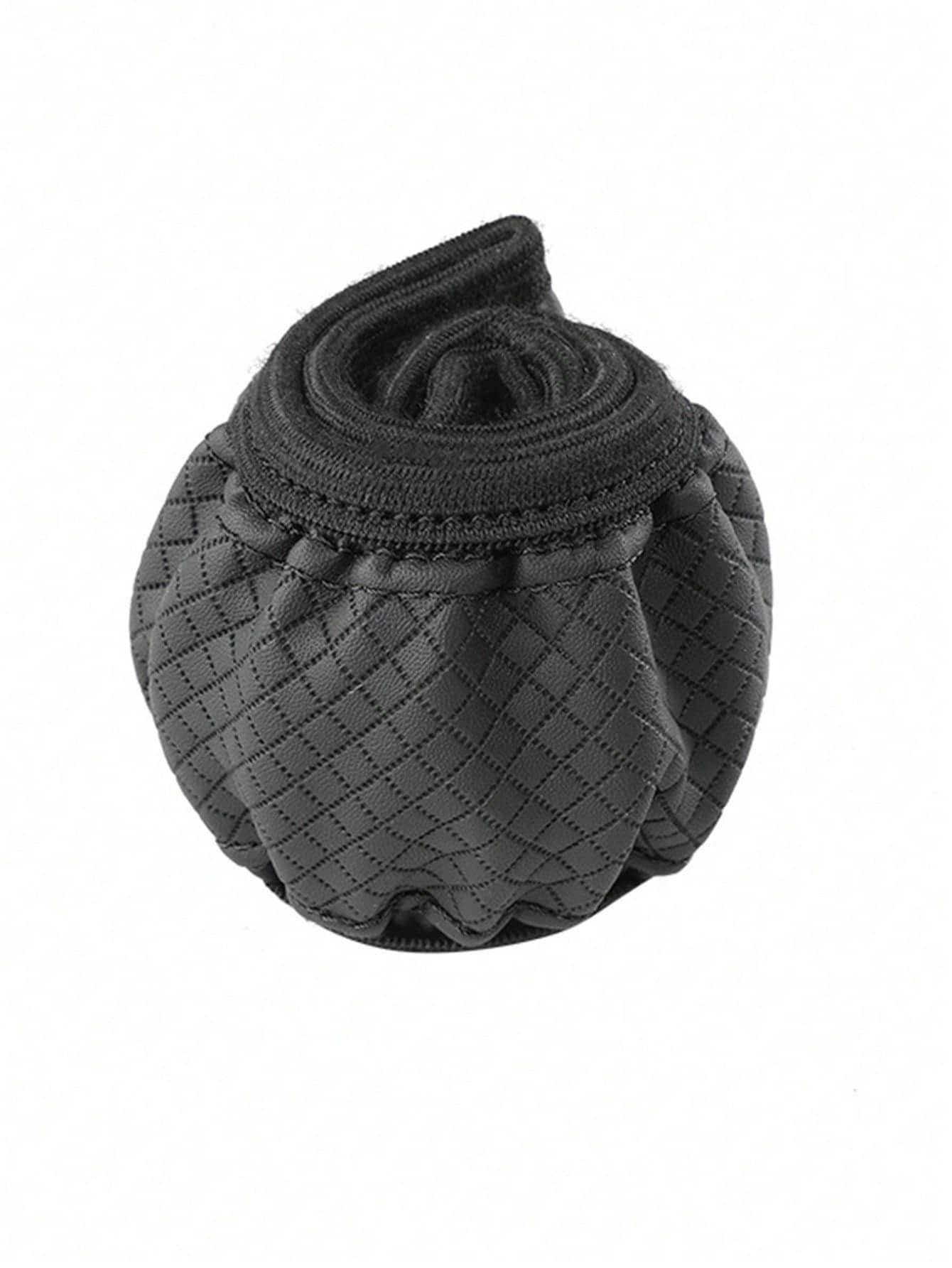 1pc PU Leather 3D Comfortable Anti-Slip Fiber Leather Double Round Wear-Resistant Embossed Texture Car Steering Wheel Cover (No Inner Ring), Suitable For 14.5-15 Inch Universal Car Accessories