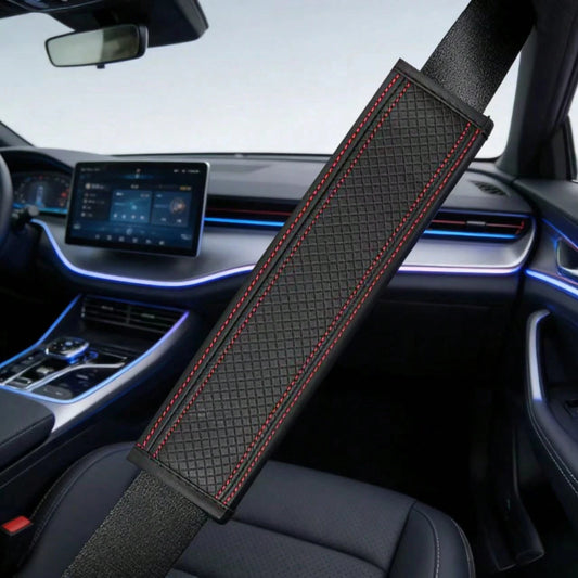1pc PU Leather Embossed Car Seat Belt Cover, All Season Universal Auto Interior Accessories,Car Accessories
