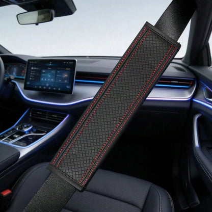 1pc PU Leather Embossed Car Seat Belt Cover, All Season Universal Auto Interior Accessories,Car Accessories